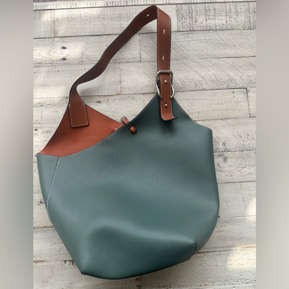 Asymmetrical Leather Hobo Bag - EUC!
